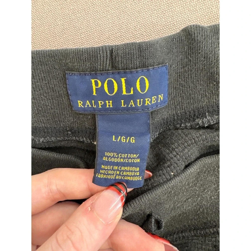 Polo Ralph Lauren Mens Black Waffle Knit Jogger Pants Thermal Lounge Large L
